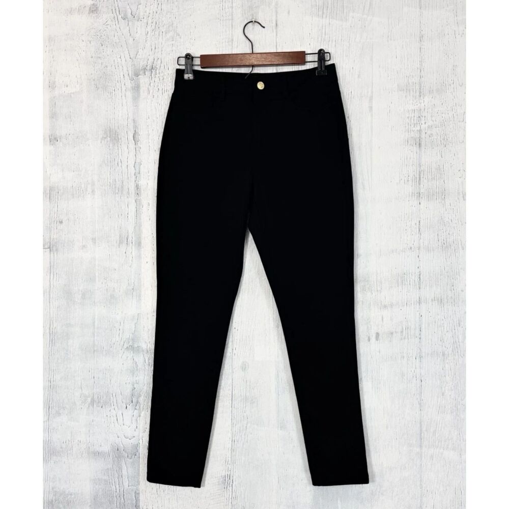Michael Kors Skinny Ankle Pants Women's Small 27x27 Black Mid-Rise Logo Stretch